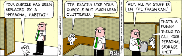 Dilbert trash can storage