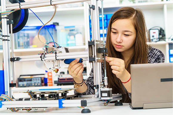 girl involved in robotics