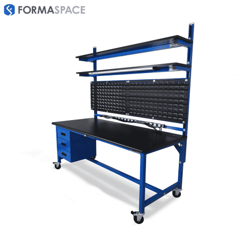 workbench with louvered panels