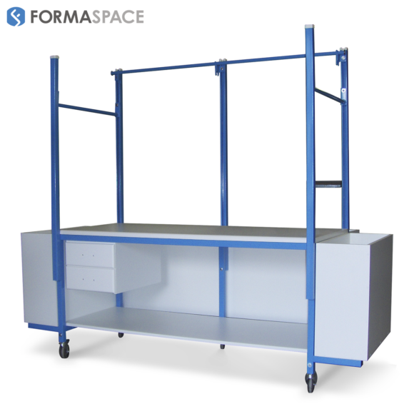 customized sorting workstation with hanger holders