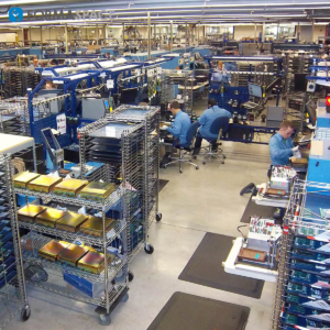 Electronics Assembly Line with Custom ESD Work Surface