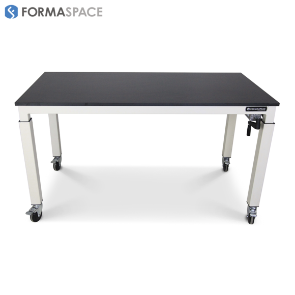 mobile workstation with height adjustable legs and phenolic resin top