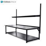large phenolic workbench with upper shelves
