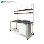 workbench with metal loop partitions