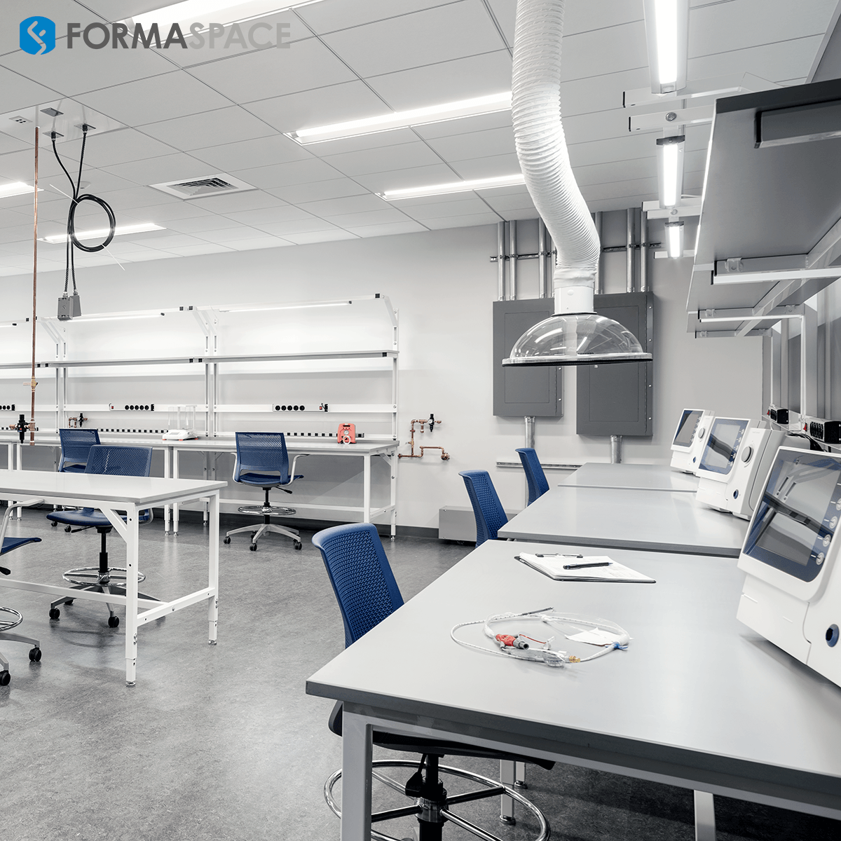 lab equipment testing room with lab snorkels