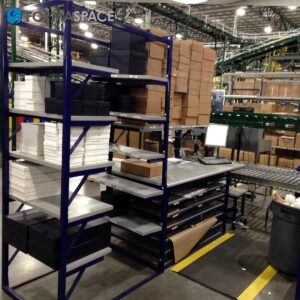 Material Handling Workstations with Custom Storage Racks Material Handling Workstations with Custom Storage Racks