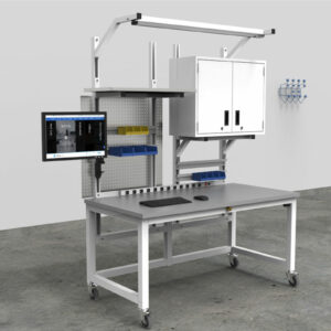 Height Adjustable Workbench with Steel Pegboard & Upper Storage Height Adjustable Workbench with Steel Pegboard & Upper Storage