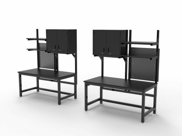 Electronics Assembly Workbenches with Pegboard & Upper Storage