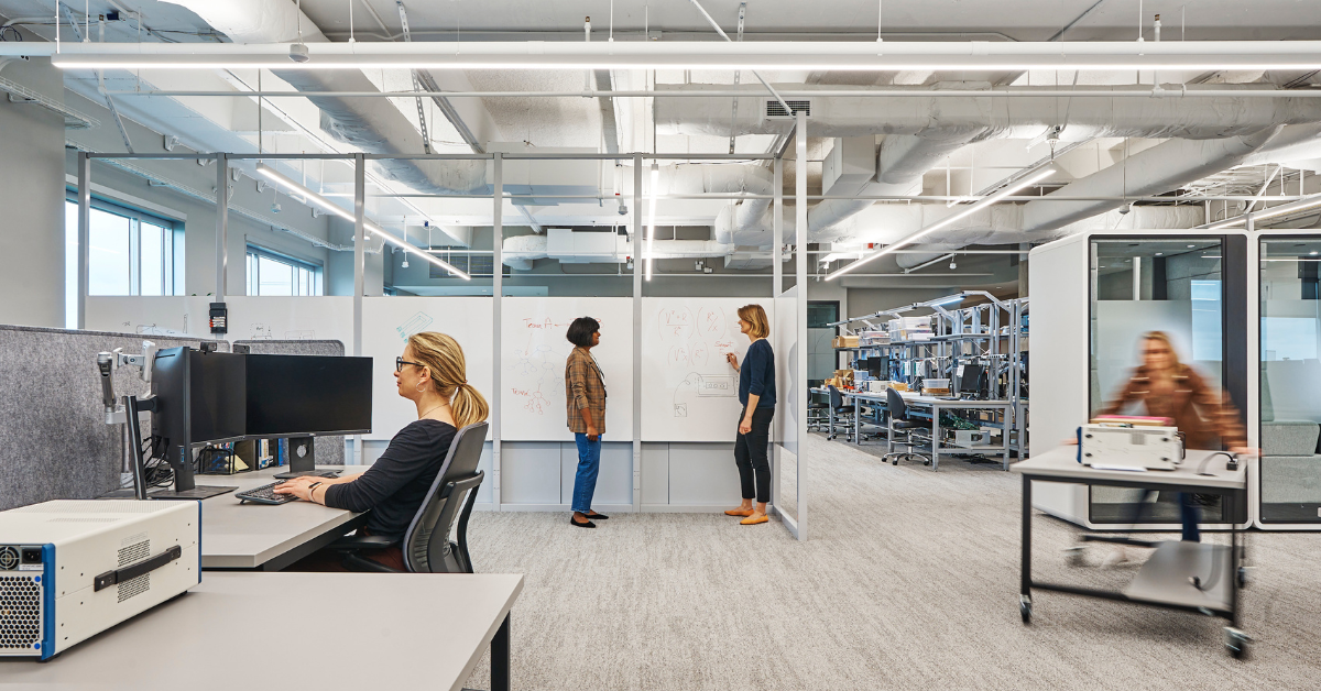 tech laboratory space with lab workers