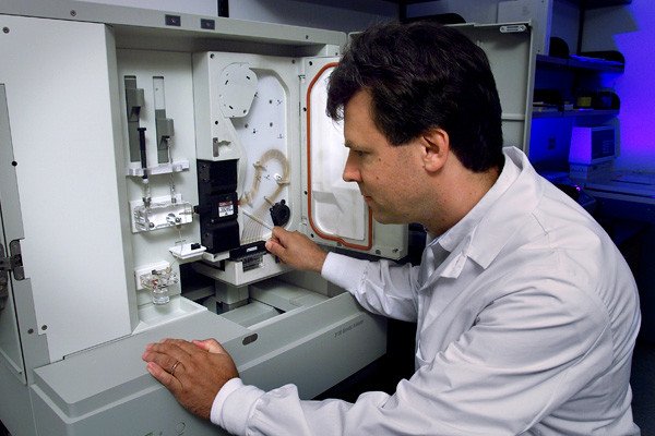 Roger Morey of the CDC Meningitis and Special Pathogens Branch (MSPB) in the National Center for Infectious Diseases (NCID) performing DNA sequencing on pathogens like Bordetella pertussis which causes Whooping Cough. Photo courtesy CDC/ Maryam I. Daneshvar, Ph.D.