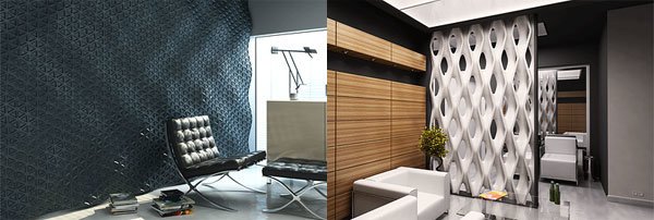Vancouver-based Keiou Design Lab exhibited unique room dividers and wall surface treatments made from organic shaped three-dimensional tile elements. Vancouver-based Keiou Design Lab exhibited unique room dividers and wall surface treatments made from organic shaped three-dimensional tile elements.