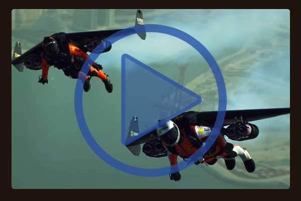 Looking for an adrenaline rush? Why not Fly Dubai? Jetman Yves Rossy and his protege, Jetman Vince Reffet fly over Dubai in their human jetpacks. Looking for an adrenaline rush? Why not Fly Dubai? Jetman Yves Rossy and his protege, Jetman Vince Reffet fly over Dubai in their human jetpacks.
