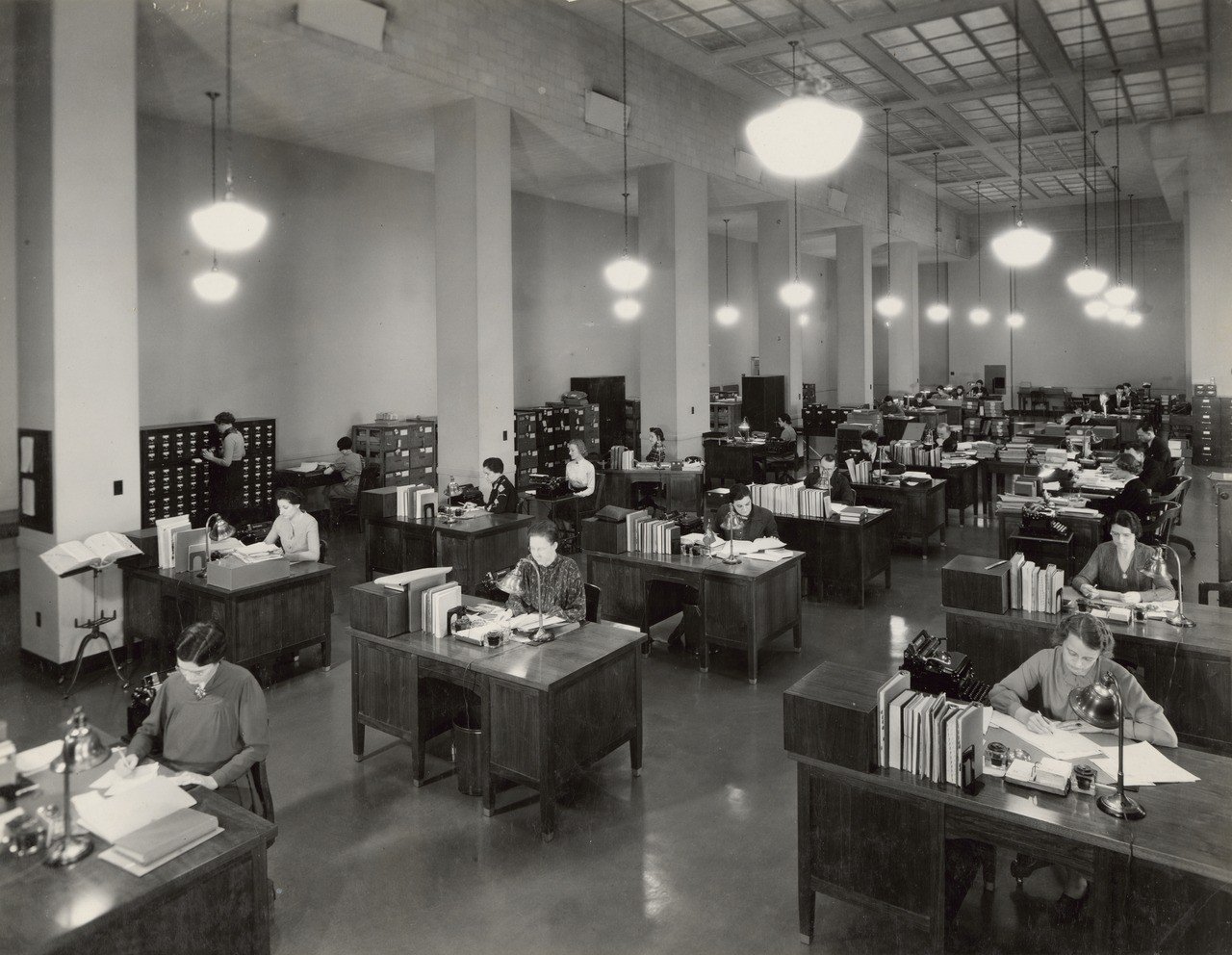 Photograph of the Division of Classification and Cataloging, 1937 Photograph of the Division of Classification and Cataloging, 1937