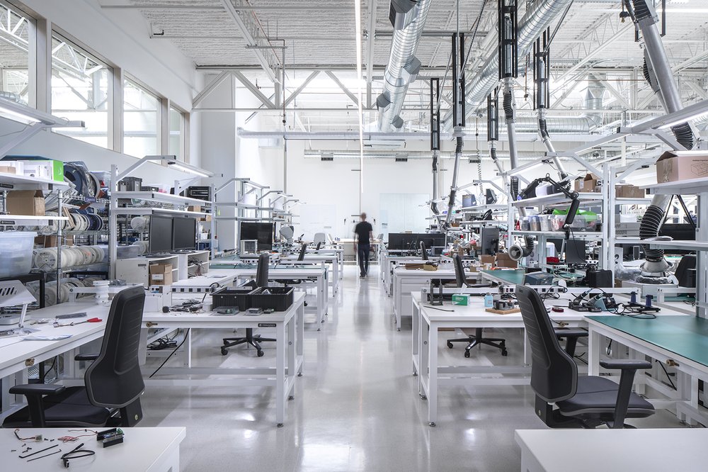 Belkin electronics testing lab with ESD-safe engineering workstations