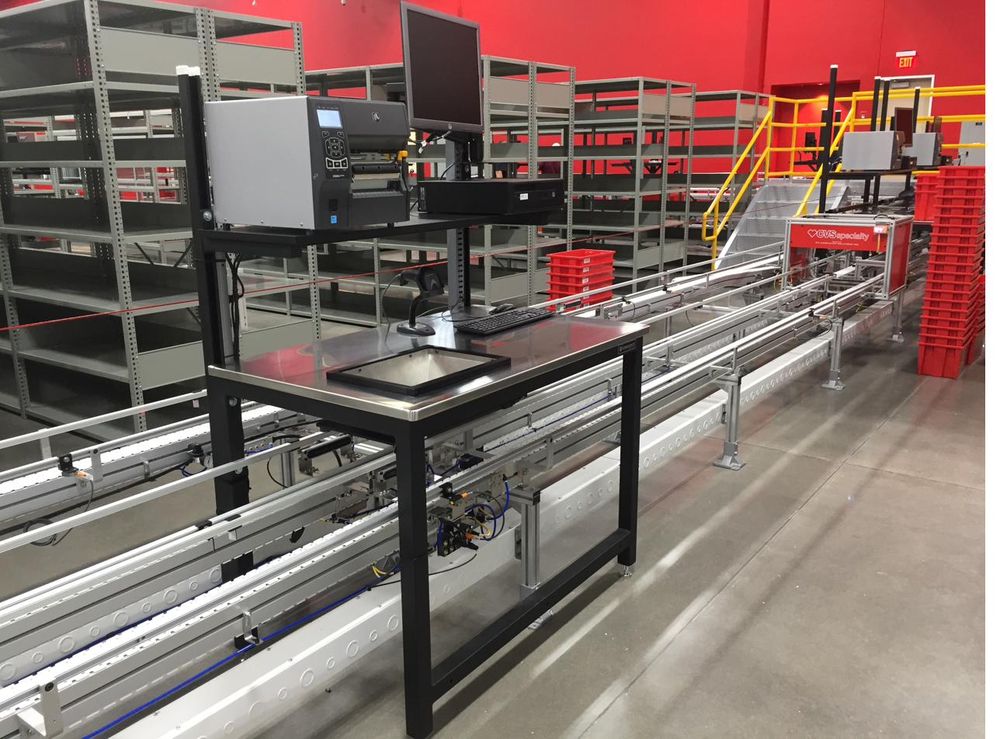 CVS Health pharmaceutical workbench with integrated scale